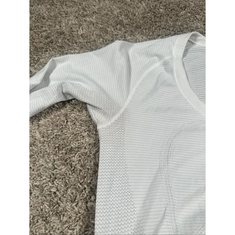 Lululemon Run: Swiftly Tech Long Sleeve Scoop *Ruched Heathered White Size 6
